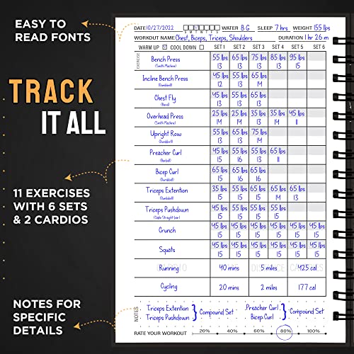 Nextnoid Hardcover Fitness Journal Workout Planner for Men & Women - A5 Sturdy Workout Log Book to Track Gym & Home Workouts - Brown - color: K.Brown, style: Fitness