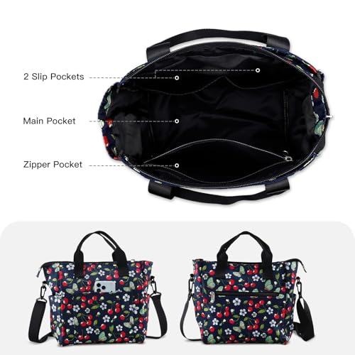 Crossbody Shoulder Bag for Women - Water Resistant Casual Handbag Purse with Multiple Pockets, Adjustable Strap - color: Cherry Butterfly