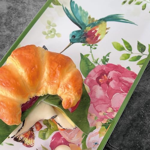 UP Rose Garden Melamine Serving Tray, 15 x 6.5 Inch Rectangular Serving Platter, BPA Free Food Tray for Party Entertaining - color: Rose Garden