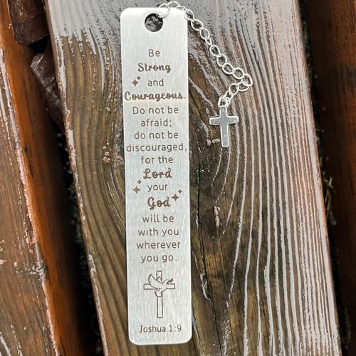 Christian Bookmark Gifts for Women Girls Boys, Inspirational Religious Book Mark Markers Faith (Be Strong and Courageous) - style: Be strong and Courageous