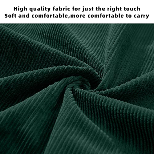 KALIDI Women Corduroy Tote Bag Zipper Casual Tote's Handbag Big Capacity Shoulder Bag with Pockets - color: Dark Green