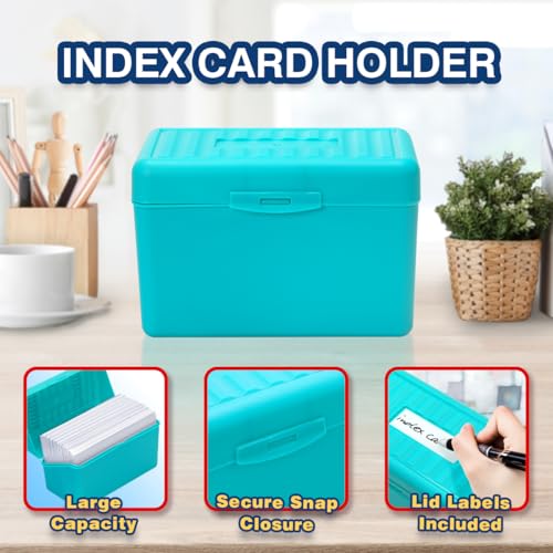 H4D 4x6 Index Card Holder with 100 Index Cards and 25 Dividers, Teal - color: Teal, size: 4"x6"