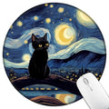 Hancynir Black Cat Round Mouse Pad, Small Mousepad for Laptop Desk Office - color: Black Cat Starry Night