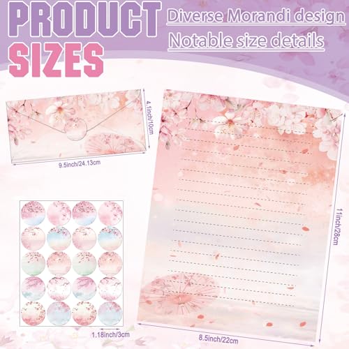TaoBary 160 Pcs Cherry Blossom Stationery Paper and Envelopes Set - size: 8.5 x 11 Inch, style: Cherry Blossom