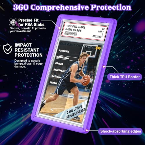 for 1 Pack PSA Slab Guard,Durable PSA Slab Protector Case,Hard TPU Stackable,Shock Absorbing Edge Protection,Soft Touch,Multiple Colors Guards with Precision Fit for Graded Cards Case,Purple - color: Purple, size: 1 Pack