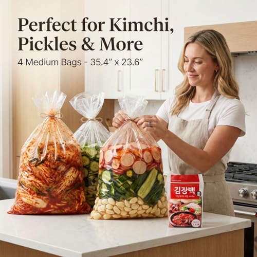 BENEPISYO Odor Proof Kimchi Fermentation Bags Medium, 4 Pack 김장백 중 4매 - size: Medium (23.6 x 35.4 in)