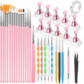 YOOVR 28-In-1 Nail Art Tools with Nail Stand, Nail Stuff, Nail Art Brushes - color: Pink