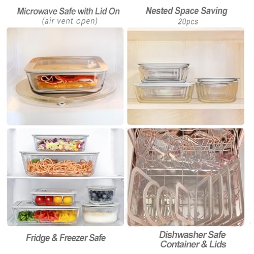 Glass Food Containers with Glass Lid, Microwave Safe Food Storage Container Set, 2 Pack of 87oz, Large Size Airtight Storage Set with Leak Proof Lids, Meal Prep Containers - color: Grey-2RL
