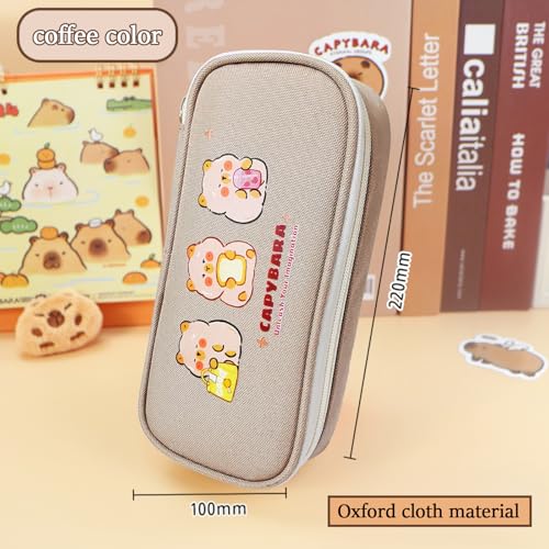 Capybara Pencil Case, Large Kawaii Pen Pouch for School and Office - style: 3 Figurines Capybara