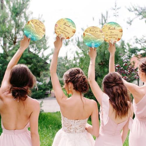 CroBlissful 100 Pcs Wedding Hand Fans for Guests Bulk, Handheld, Sunflower - style: Beach