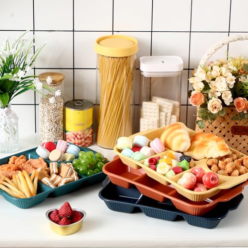 Pinkunn 8 Pcs 13'' Divided Plates for Adults Wheat Straw, Bright - color: Bright
