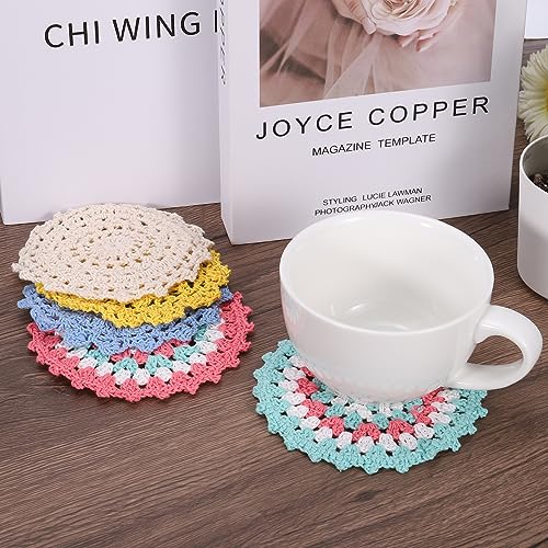 uxcell Fabric Coasters, 8pcs 4" - Cotton Woven Crochet Doilies, Lace Embroidery Cup Mat with Floral Pattern for Wedding Party Decoration (Bright Blue) - color: Bright Blue