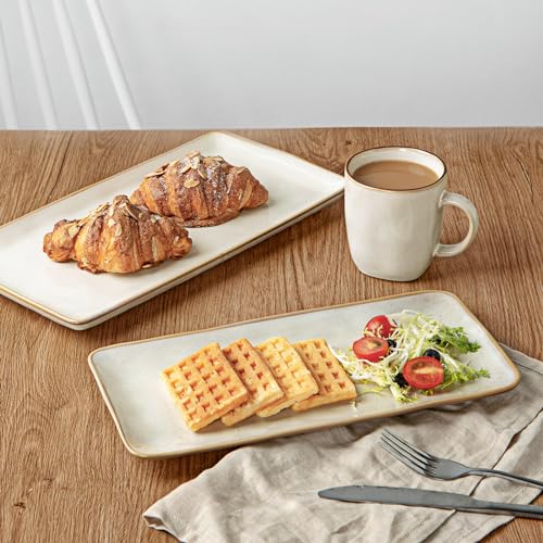 Famiware Serving Platters Set of 3 Sizes - Rectangular, Cappuccino White - color: Cappuccino White