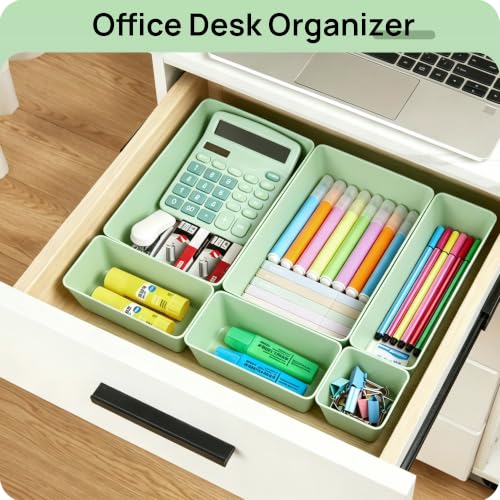 Vtopmart 25 Pack Plastic Drawer Organizers with Anti-slip Rubber Pads - color: Sage Green