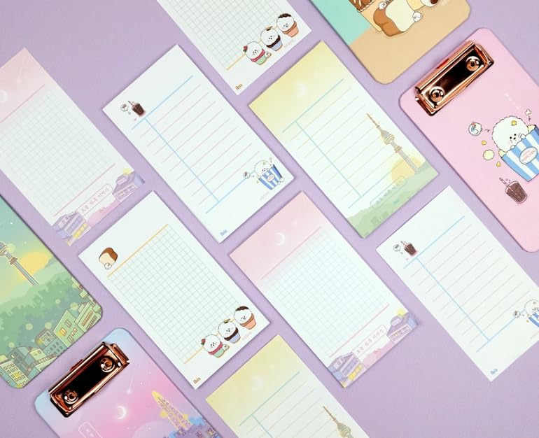 Aesthetic Mini Clipboard with Tear-Off Memo Pad, 7.1 x 3.94, Rose Gold Clip
