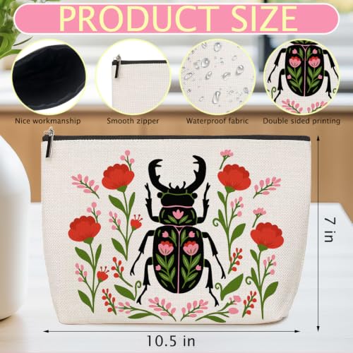 ZHAMEN Folk Art Beetle Makeup Bag Travel Organizer Pouch Cosmetic Bags 03 - color: Multicolor 1608