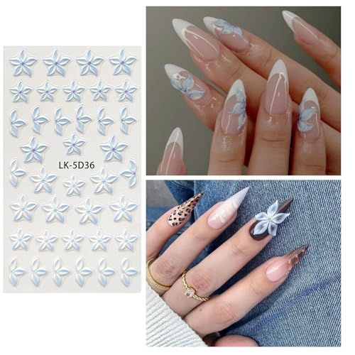Blue Nail Stickers for Nail Art 5D Nail Decals for Women - color: Colorful-18