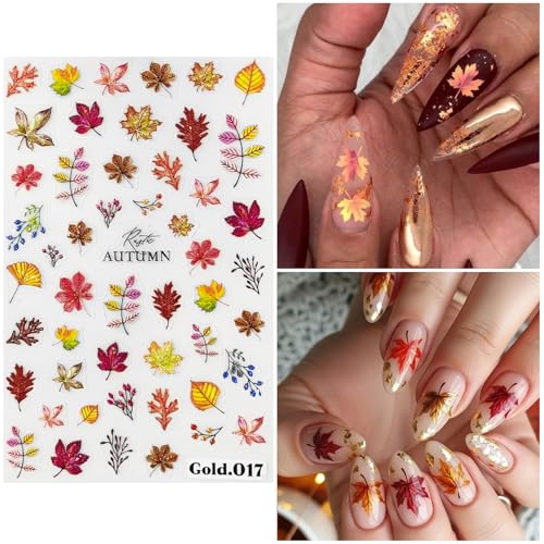 Autumn Nail Stickers for Nail Art Yellow Nail Decals for Women - color: Colorful-24