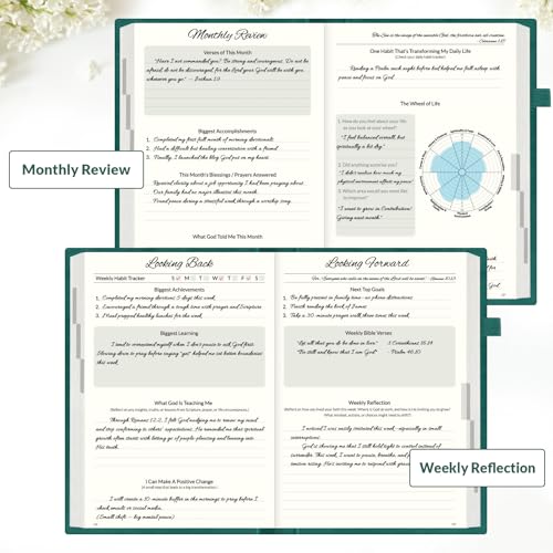 SUNEE Christian Bible Study & Prayer Journal – Undated 6-Month Scripture Notebook for Daily Devotional & Faith Growth, Meaningful Religious Gift for Women, Men, Pastor or Graduation (Pacific Green) - color: Pacific Green