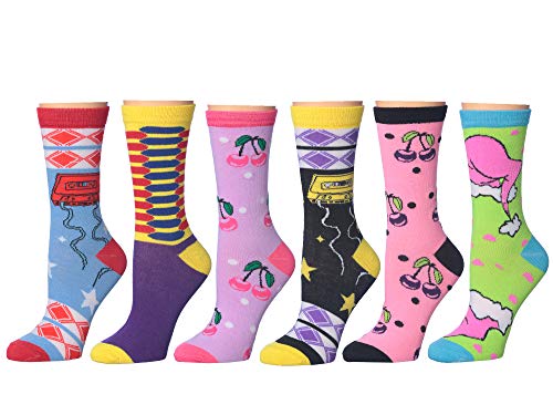 Frenchic 12/24/48 Pairs Pack Women's Colorful Patterned Cute Funny Casual Fashion Crew Socks - color: Cherry