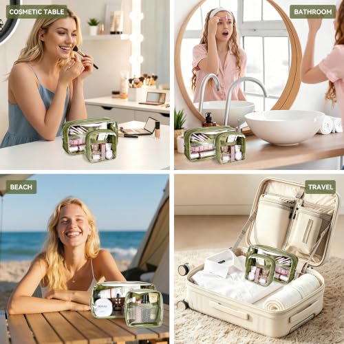 WLLWOO Clear Makeup Bag Mini Cosmetic Pouch Travel Toiletry Organizer - color: 1pcs-Mini-Grass Green