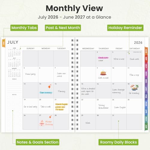 Oucaru Academic Planner 2026-2027 Weekly & Monthly Student Planner 8.5"x11" - color: Beige（8.5"x11"）