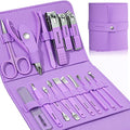 Manicure Set Professional Nail Clippers Pedicure Kit,16 pcs Stainless Steel - color: Violet
