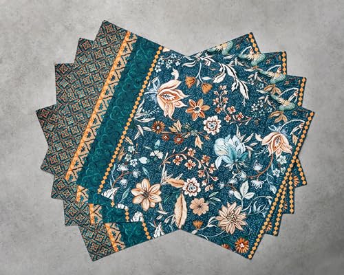 Maison d' Hermine Placemats Set of 4 Reusable 100% Cotton (13"x19") - color: 041 - Luxury Loft - Dark Teal, size: 13" X 19" (Pack of 4)