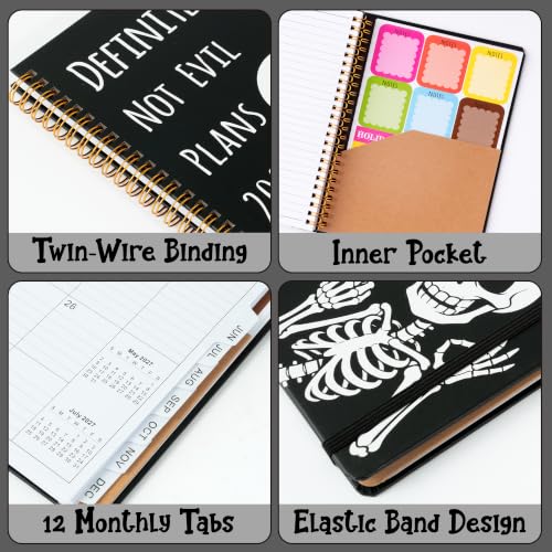 Xqumoi 2027 A5 Planner Funny Swear Skeleton Weekly and Monthly Planner Gift - color: Evil Skeleton 2027, size: A5