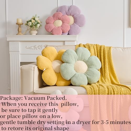 Flower Pillow,19.6" Daisy Pillow Off White Throw Pillows - color: Offwhite, size: 19.6"