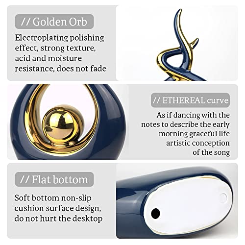 Norrclp Home Decor Modern Abstract Art Ceramic Statue Table Decor (Small) - color: Blue and Gold, size: Small