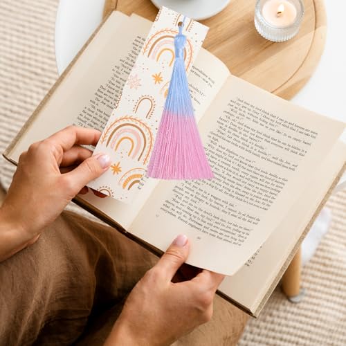 50Pcs 5 Inch Bulk Bookmark Tassel Kit for Graduation, Keychain(Blue Pink) - color: Blue&pink