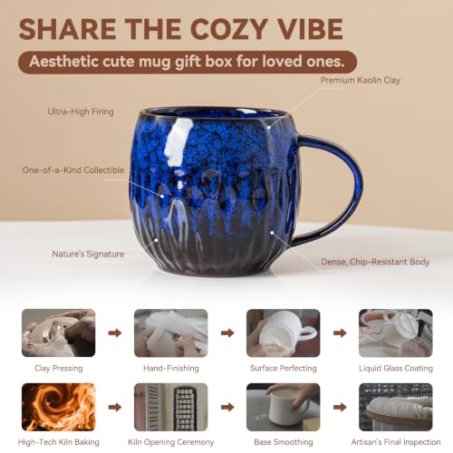 Deep Cobalt Ceramic Mug, 21oz Reactive Glaze Coffee Mug, Office Gift - color: 21OZ -A- Deep Cobalt · FOCUS