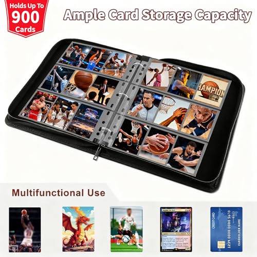 Basketball Card Binder, 900 Pockets, Protective Trading Card Album - color: Basketball, size: 900 Pockets