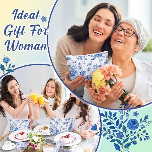 Gilprop 20 Pcs Bridal Shower Favors for 10 Guests, Makeup Bags with Mirror - style: Blue Plain Flowers