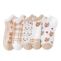 Cute Animals/Flowers Patterned Ankle Socks for Women - color: 5 Pairs-bear