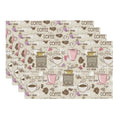 Rustic Coffee Print Placemats Washable Table Placemat Set of 4 - color: Light Gray, size: Set of 4