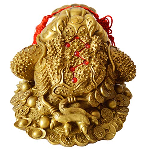 Brass Feng Shui Money Frog Three Legged Wealth Traditional Frog Money Toad Statue with Set of 5 Lucky Charm Ancient Coins on Red String Home Car Fengshui Decor (B1 Money Frog) - color: B1 Money Frog
