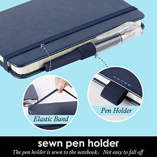 NIRMIRO Pocket Notebook Journals, 3 Pack Mini Small Notebooks for Work, Leather Cover Notepad with 3 pens, Elastic Closure, Blue - color: 3 Blue, size: A6