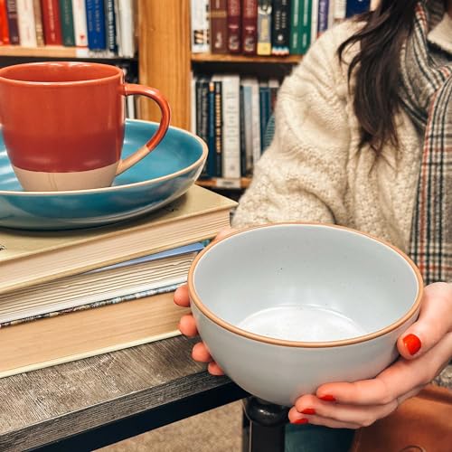 Mora Ceramic Artisan Matte Bowls For Kitchen 28oz - Bowl Set of 4 For Cereal, Salad, Pasta, Soup, Dessert etc - Dishwasher, Microwave, and Oven Safe - For Breakfast, Lunch and Dinner - Marina Colors - color: Artisan Colors