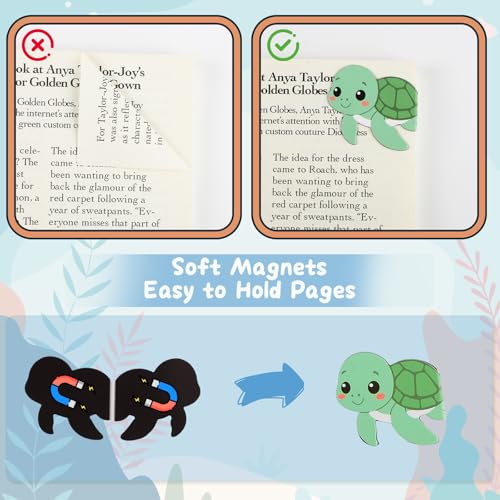 10 Pcs Magnetic Bookmarks, Cute Marine Animals Page Markers for Reading - color: Marine Animals