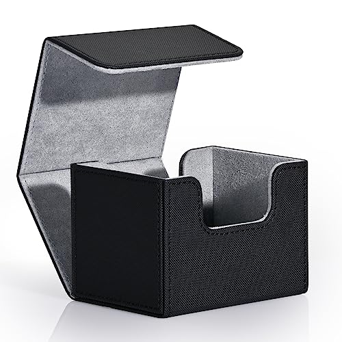 ZLCA MTG Deck Box Holds 120+ Single Sleeved Cards Commander Deck Box - color: A1-Black, size: A-Horizontal