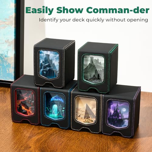 Fabmaker 4 Pack Deck Box Compatible with MTG Commander,Comman-der Deck Box - color: Multicolor, size: 4 pack