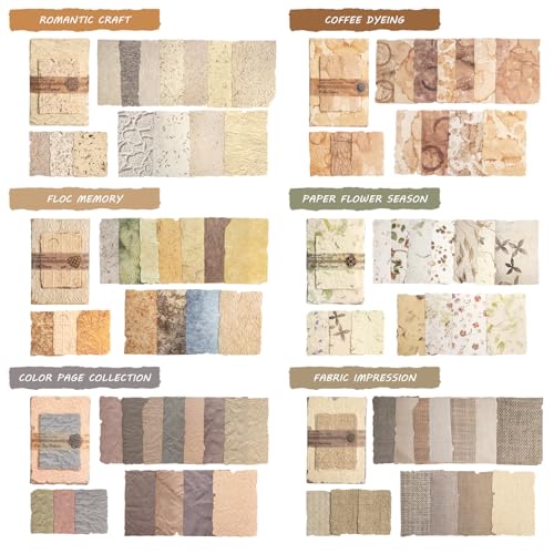 168 Sheet Vintage Scrapbook Paper Set, 6 Packs Vintage Decorative Paper，for Letter Writing，Scrapbook paper，Junk Journal Supplies，DIY Collage，Card Making Supplies，Collage Background - color: H