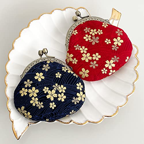 Wrapables Stylish Decorative Coin Purse, Clasp Wallet, Red Blossoms - color: Red Blossoms