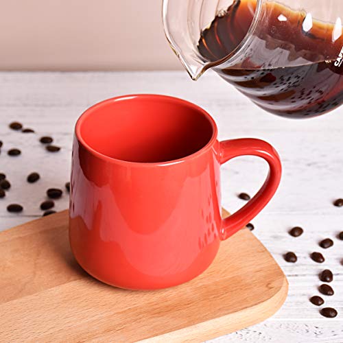 Bosmarlin Glossy Ceramic Coffee Mug, Tea Cup for Office and Home, 18 oz, Suitable for Dishwasher and Microwave(Red, 1) - color: Red