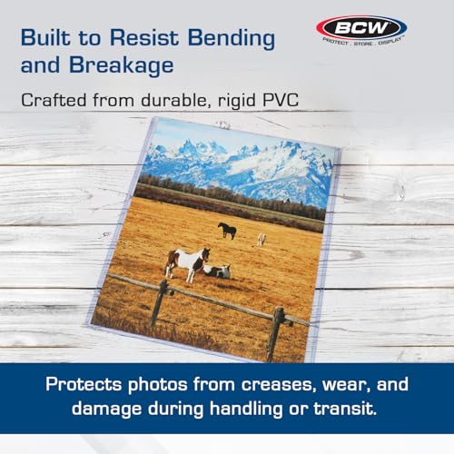 BCW 8x10 Photo Topload Holders, Rigid PVC Display Protectors, 25 Count