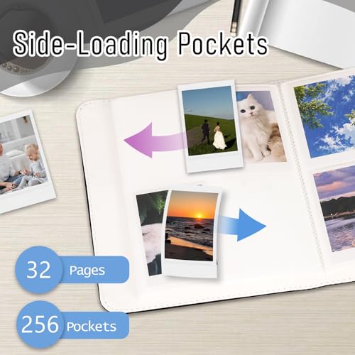 256 Pockets Photo Album for 2x3 Inch Picture, Kpop Photocard, Leather Cover, Photo Album Book Fit for Fujifilm Mini 12/11/9/8/EVO/Link/Liplay Instant Flims (Black) - color: Black, size: 256 Pockets