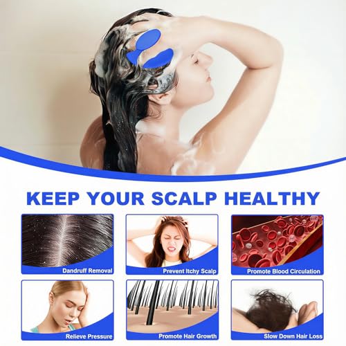 Meartchy Silicone Scalp Massager Shampoo Brush, Scalp Brush for Hair Growth & Dandruff Removal, Hair Scrubber Scalp Stimulator Exfoliator Brush with Soft Bristles for Wet Dry Scalp Care (Ocean Blue) - color: Ocean Blue