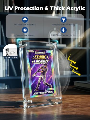 Acrylic Trading Card Display Frame with Inner Holder, for 35PT Card for Baseball, Football, Basketball Cards, UV Protection Desktop Display Frame for TCG, MTG, Comic Cards (Clear, 1-Slot (2 Pack)) - color: Clear
